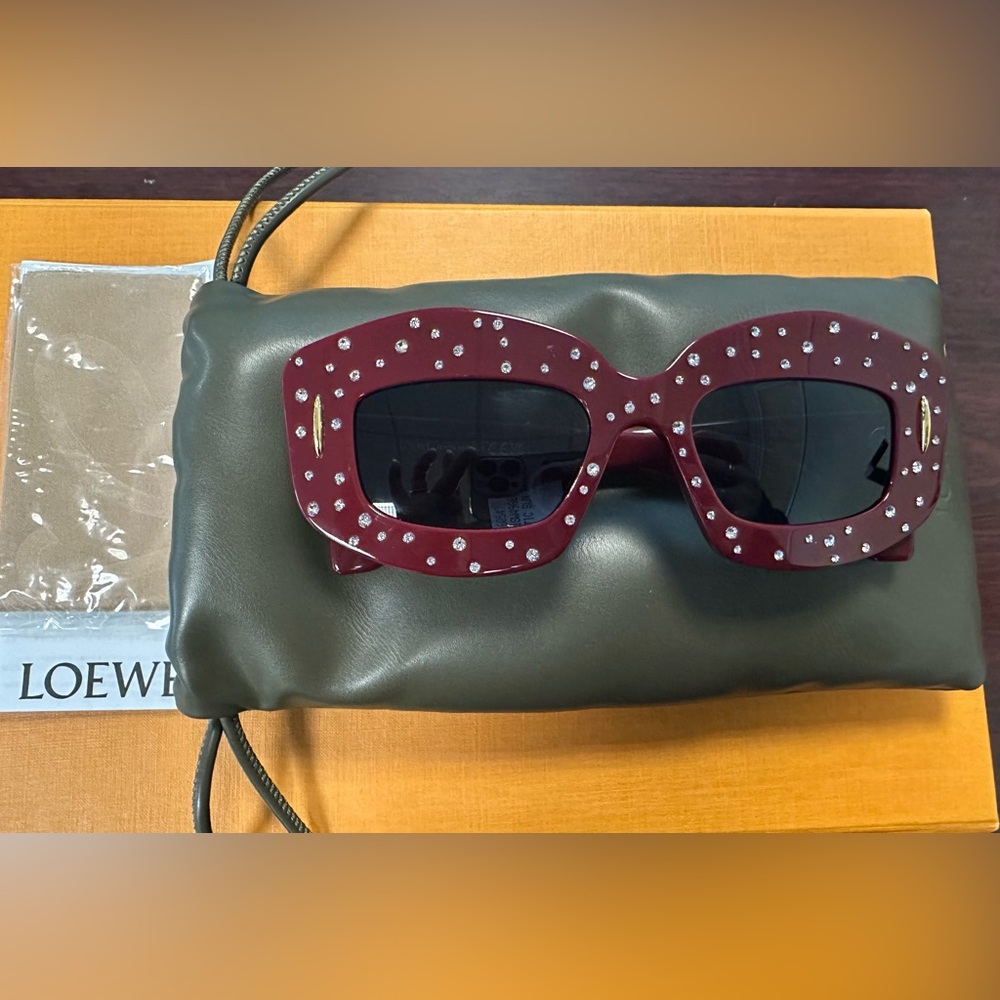 Loewe Burgundy Studded Sunglasses